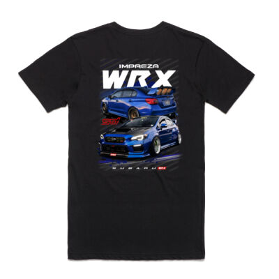 Imprezza Wrx blue Meanie STI black tshirt Thumbnail