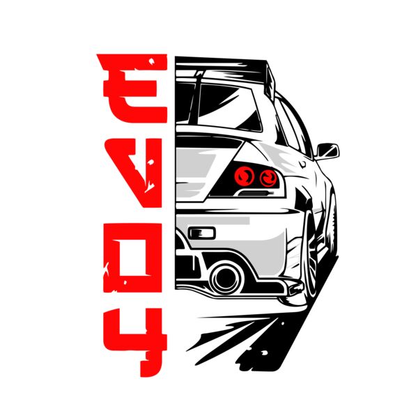 Mitsubishi Lancer Evo 4 Adult Tshirt for white Thumbnail