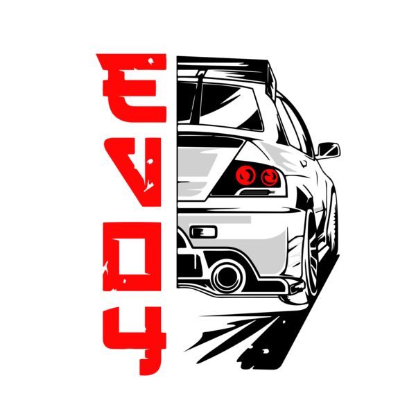 Mitsubishi Lancer Evo 4 Adult Tshirt for black Thumbnail