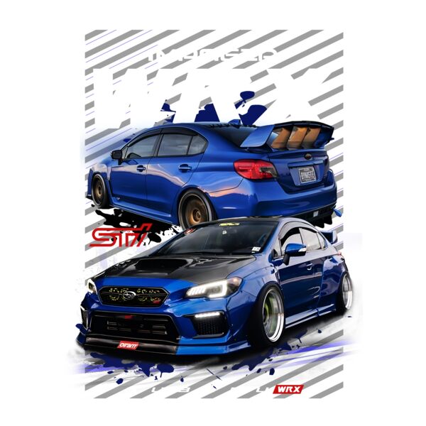 Imprezza Wrx blue Meanie STI black tshirt Thumbnail